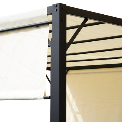 Pergola – Prieel – Tuinkapschuur – Tuinoverkapping – Uitschuifbare Pergola – Crème Kleurig Doek – 3x3 Meter – Metaal Met Epoxy Coating