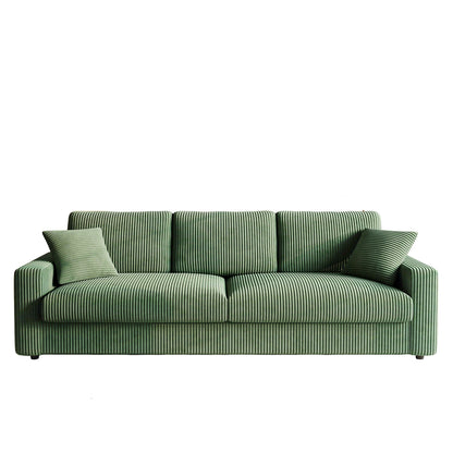 4-Zits Corduroy Sofa – Bank – Hoekbank – Zitslaapbank – Bankstel – Groen – 256 cm Breed – Duurzame Corduroy Stof – Inclusief 2 Decoratieve Kussens