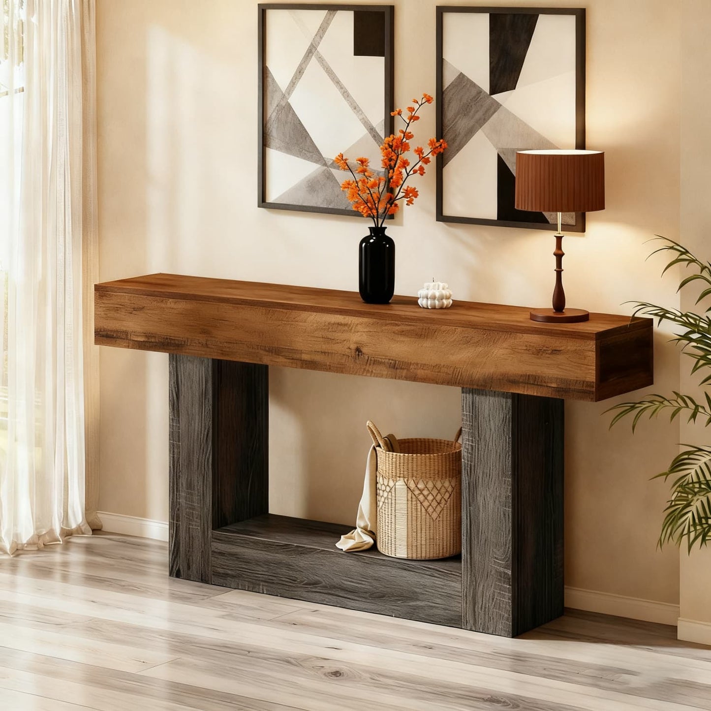 Sidetable – Consoletafel – Haltafel – Wandtafel – Dressoir – Landelijk Design – 160 cm Breed – MDF & Hout