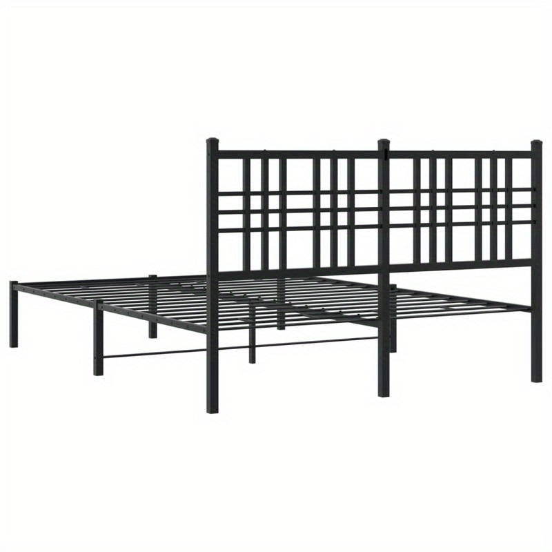 Bedframe met hoofdbord metaal zwart 140x200cm