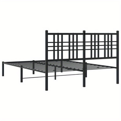 Bedframe met hoofdbord metaal zwart 140x200cm