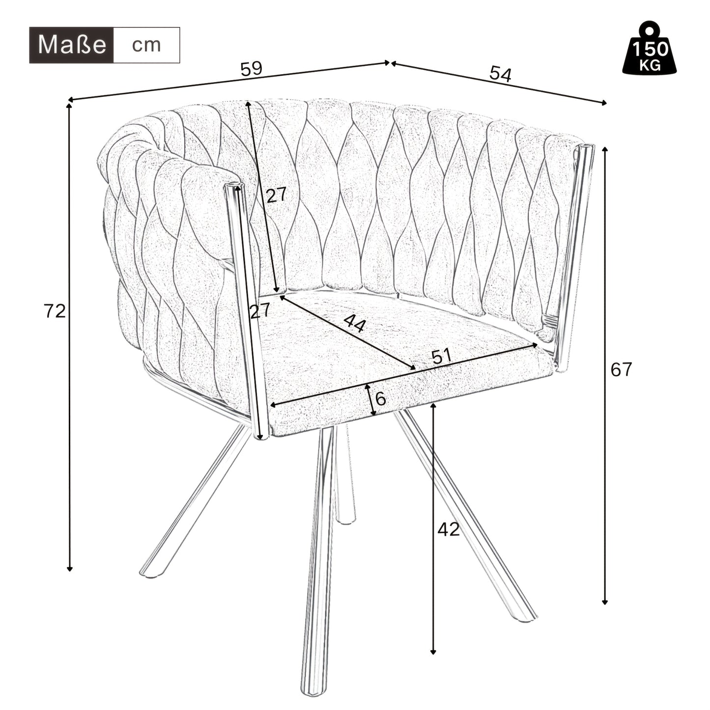 Draaifauteuil – Swivel Chair – Accentstoel – Rotatiestoel – Fauteuil – Grijs met Gouden Accenten – 360° Draaibaar – Stevig Metalen Frame