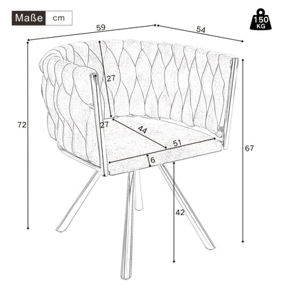 Draaifauteuil – Swivel Chair – Accentstoel – Rotatiestoel – Fauteuil – Grijs met Gouden Accenten – 360° Draaibaar – Stevig Metalen Frame