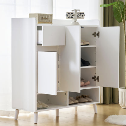 Opbergkast – Schoenenkast – Dressoir – Kasten – Opberger – Wit Metaal – Verstelbare Planken – Volledig Gemonteerd – 99x90x35 cm – Stevig & Duurzaam