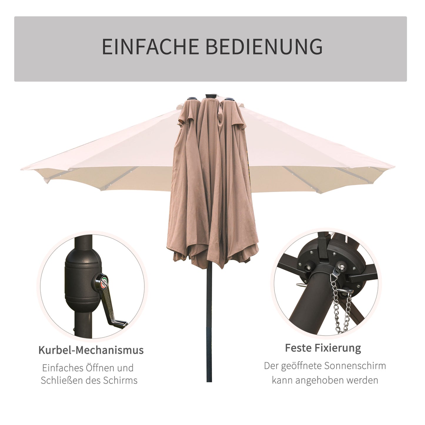 Ovaal Zonnezeil – Zonnescherm – Schaduwdoek – Zonwering – Tuinzeil – Khaki – 440 x 260 cm – UV- en Weerbestendig Polyester