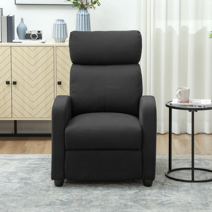 Relaxstoel – Fauteuil – Draaistoel – Loungestoel – Relaxfauteuil – Verstelbaar tot 135° – Uitschuifbare Voetensteun – Polyester Bekleding – 5-Wielige Stevige Basis – Handmatige Bediening – Modern Zwart Design