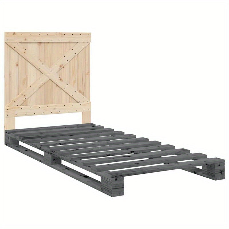 Grigio 90x200cm Wooden Bed Frame with Headboard - Solid Pine, Removable & Durable, Contemporary Style, No Assembly Required, Fits Standard Beds, Bedroom Furniture, Modern Bedroom Decor, Natural Wood Finish