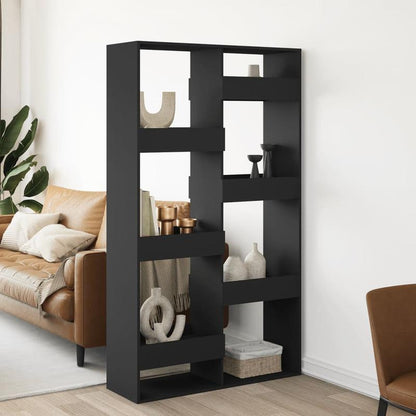 Kamerscherm Modern Black Wooden Room Divider, 100x33x175cm - Sleek Design with Multiple Compartments for Office, Bedroom, Living Room, Study