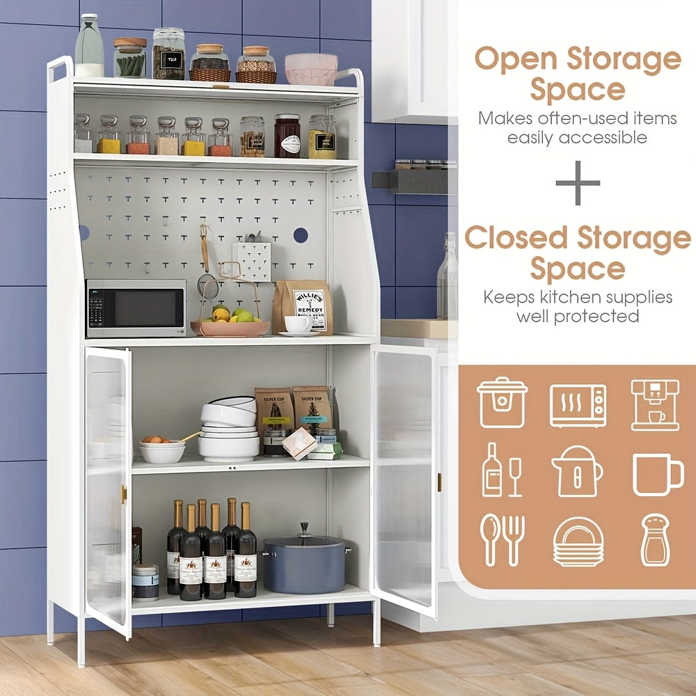Keukenkast – Keukenkast Staand – Opbergkast – Hoge Kast – Pantrykast – Met Wielen En Verstelbare Poten – 66x36x160 cm – Met Werkblad