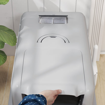 Kattenbak – Kattentoilet – Kattenbak Zwart – Kattenbak Open – Gesloten Kattenbak – Roestvrijstalen Binnenbak – Geurfilter Met Schep – Ruim Voor Katten Tot 6 Kg – Grijs/Zilverkleurig 40,5x60,5x41,5 cm