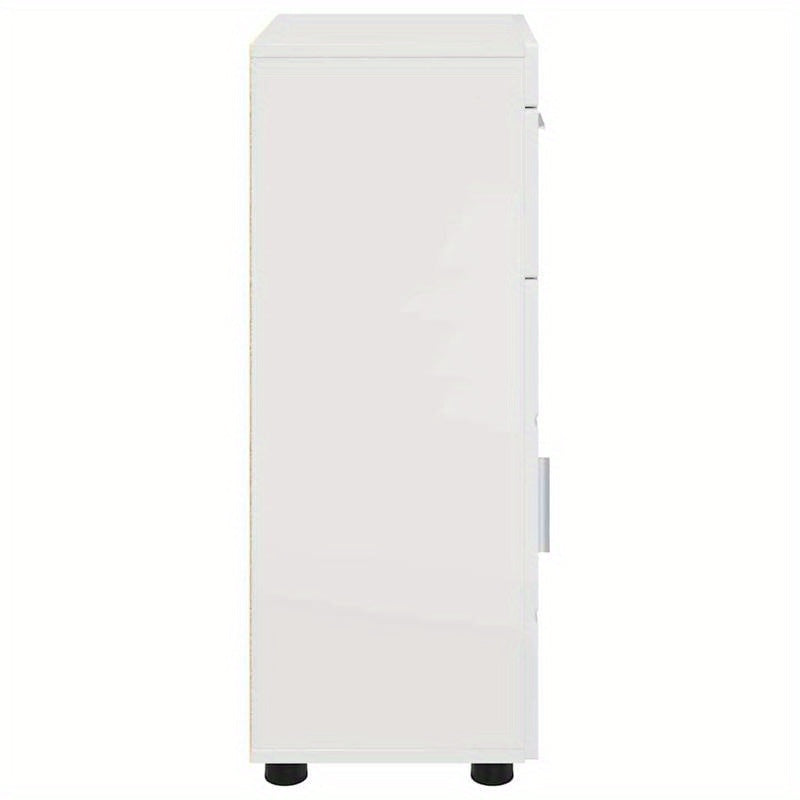 Hoogglans Witte Badkamerkast – Badmeubel – Opbergkast – Badkamerkastje – Kastje – Compact Formaat 37x31,5x82 cm – Duurzaam Verwerkt Hout