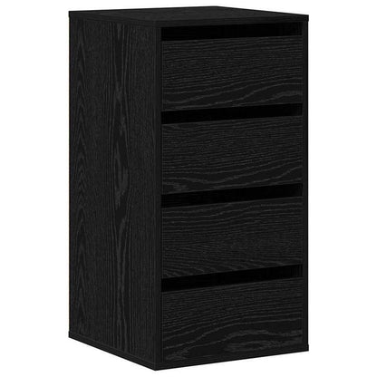 Modern Minimalist Black Oak Wood Storage Cabinet with Lockable Drawers - 40x41x76cm Heavy-Duty Floor-Standing Organizer, Multi-Drawer Chest for Bedroom, Living Room & Office, Easy Assembly, Space-Saving Design, Durable Wood C