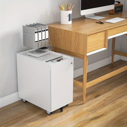 Metalen Ladekast – Mobiele Opbergkast – Rollende Ladekast – Documentenkast – Archiefkast – 3 Laden Met Slot – Compact Formaat 30x50x53,5 cm
