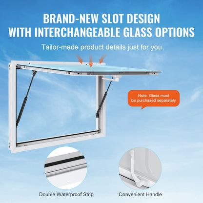 Foodtruck Luifel – Serviceraam – Verkoopkraam Raam – Mobiele Eetunit – Foodtruck Ramen – Aluminium Frame – 48"x36" Openingsmaat – Hydraulische Steunen
