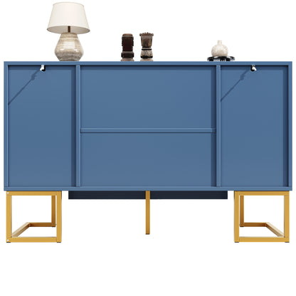 Modern-Style Blue Sideboard | 140x40x80 cm with Four Doors and Two Height-Adjustable Shelves, Versatile for Storage, Kitchen, or Dining Room Use, Metal Construction