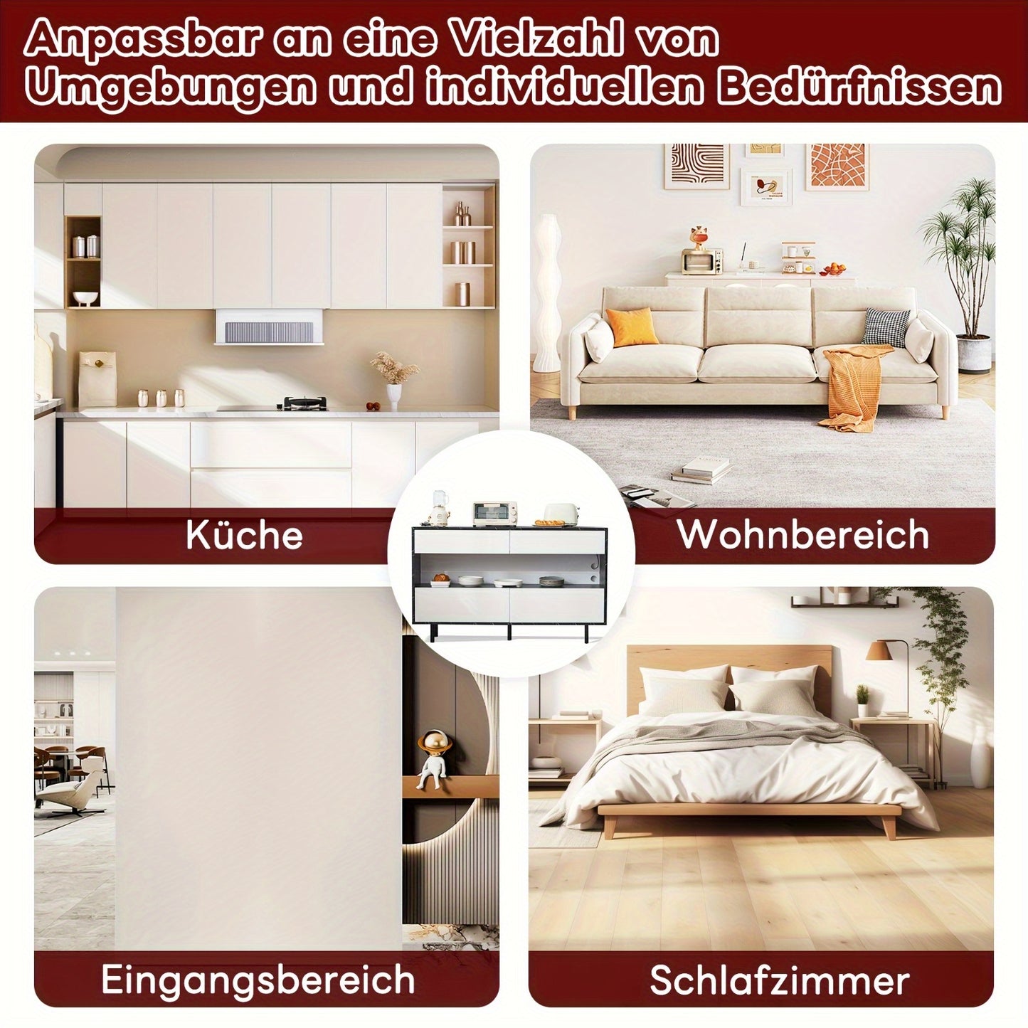 Sideboard – Dressoir – Opberger – Kast – Meubel – Zwart Marmerdesign – 4 Lades – Metalen Frame