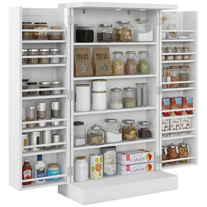 Keukenkast – Keukenkastje – Voorraadkast – Opbergkast – Keukenkast Wit – 60x30x104 cm – Verstelbare Planken & Anti-Kantelriemen