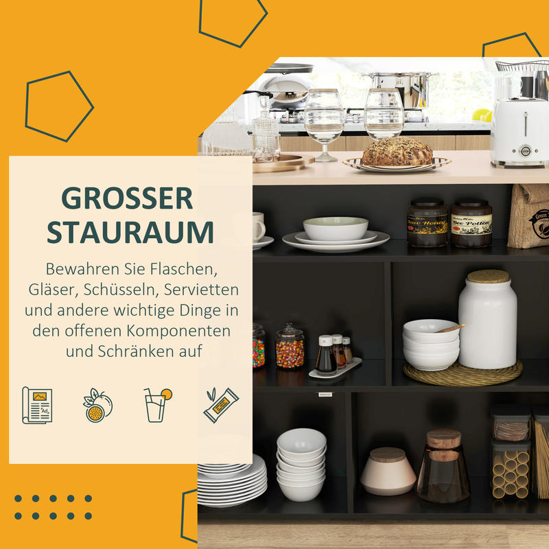 Bardes – Barset – Bartafel – Barkrukken – Opbergmeubel – Inklapbaar Tafelblad – 2 Comfortabele Barkrukken – 6 Handige Opbergvakken