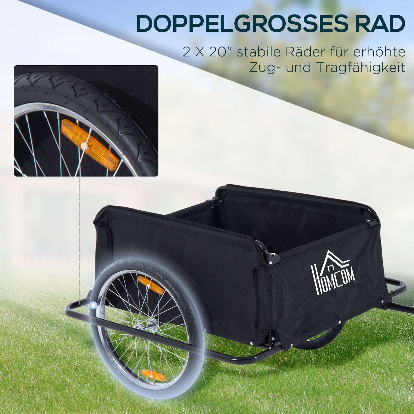 Fietskar – Fietsaanhanger – Bagagekar – Transportwagen – Aanhanger – Opvouwbaar – Robuust IJzeren Frame – Maximaal Laadvermogen 40 Kg – 140x88x60 cm
