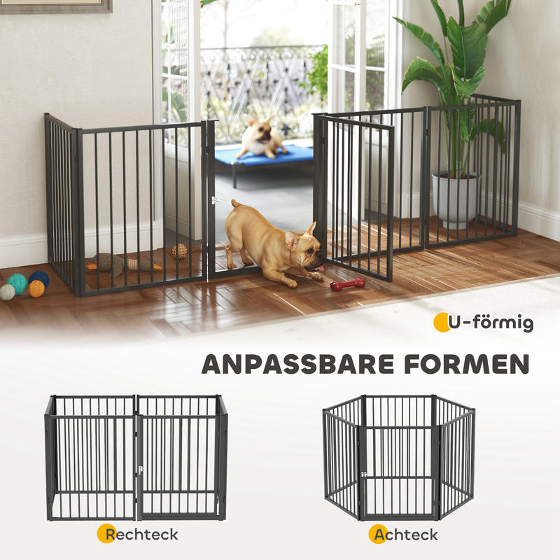 Puppy Playpen, Foldable Portable Dog Playpen, Steel Puppy Playpen, Lockable Door, Weather , Black