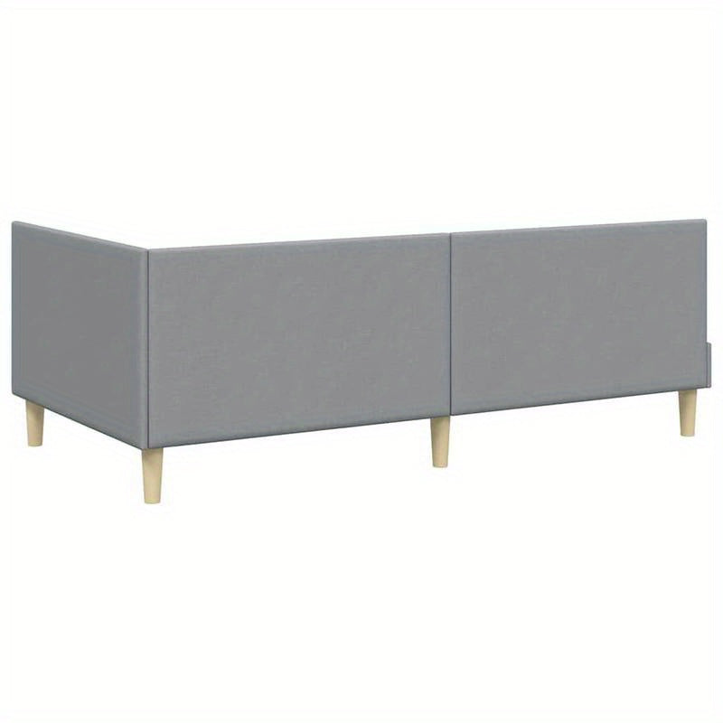 Hoekbankbed – Slaapbank – Bedbank – Loungesofa – Bedbank Hoek – Lichtgrijs – Massief Hout & Metaal – 90x190 cm – Ruimtebesparend & Eenvoudig in Elkaar Te Zetten