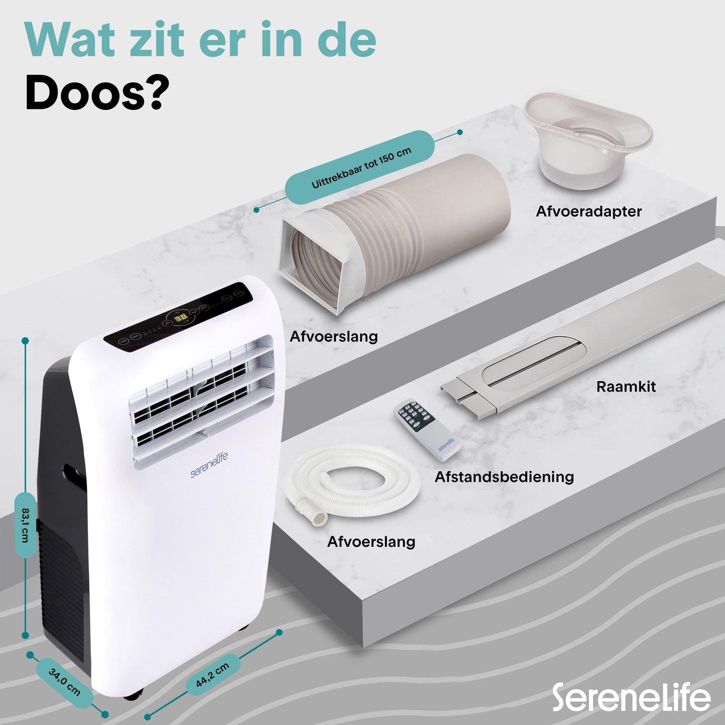 Mobiele Airconditioner – Draagbare Airco – Mobiele Airco – Verkoeler – Ontvochtiger – 7000 BTU – Stil en Compact met Wieltjes