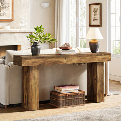 Sidetable – Consoletafel – Wandtafel – Haltafel – Sofa Tafel – Multifunctioneel – Houtfineer MDF – 160x35x85 cm – Rustieke Stijl