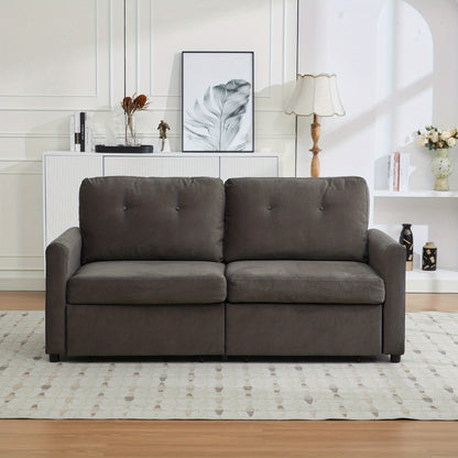 Tweezitsbank – Compacte Bank – Minimalistische Sofa – Stijlvolle Couch – Tweepersoonsbank – Opberglade – Duurzaam Bamboe – Donkergrijs