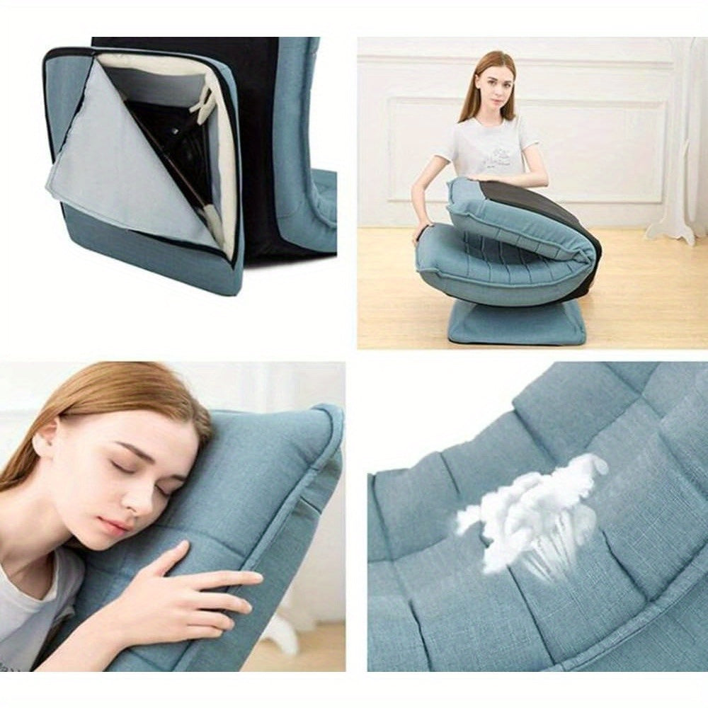 Draaibare Vloerstoel – Vloerzetel – Gaming Stoel – Meditatie Stoel – Loungestoel – 360° Draaibaar – Verstelbare Rugleuning – Memory Foam Kussen – Blauw