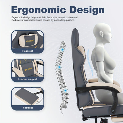 Ergonomische Gaming Stoel – Bureaustoel – Game Stoel – Office Chair – Computerstoel – Massagefunctie – Verstelbare Zithoogte – Latex Zitting – Metalen Frame – Blauw