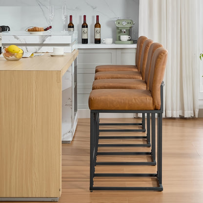 Set of 2 Modern 60.96cm Counter Height Bar Stools with Backrest & Sturdy Metal Frame - Easy Assembly, Square Seat -Free Design, Round Bar Stool, Bar Stools For Kitchen, Black Bar Stools For Kitchen Island, Bar Stools For Kitc