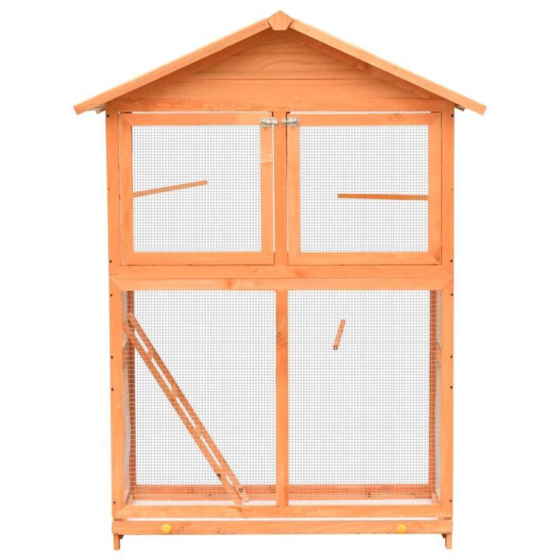 Vogelkooi – Vogelhuis – Vogelren – Vogelverblijf – Vogelkooi Massief Hout – Groot Formaat 125,5x59,5x164 cm – Duurzaam Grenen & Sparrenhout – Meerdere Niveaus & Uitneembare Lades