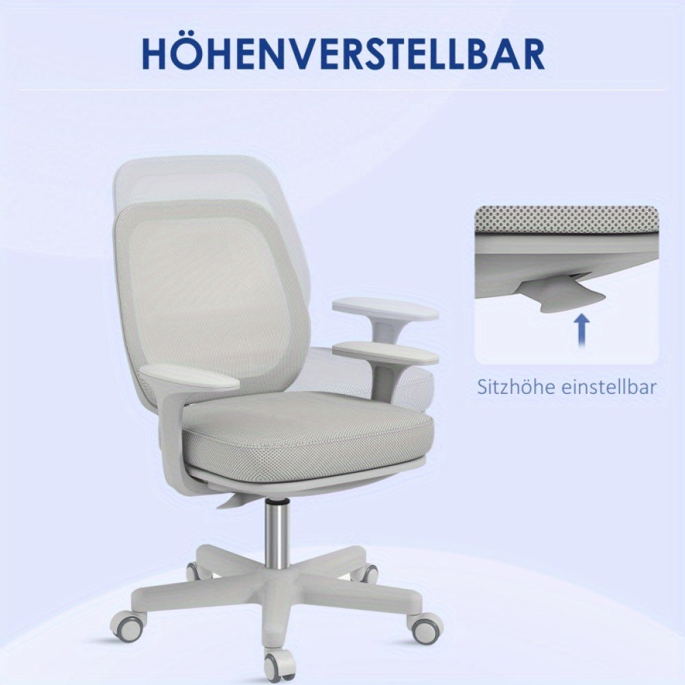 Bureaustoel – Ergonomische Stoel – Office Chair – Kantoorstoel – Verstelbare Bureaustoel – Draaibaar – Ademend Mesh – Max. 120 kg – Grijs