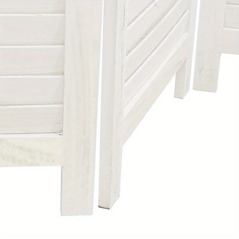 Room Divider with 6 Panels Made of Solid White Paulownia Wood