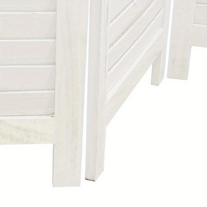 Room Divider with 6 Panels Made of Solid White Paulownia Wood