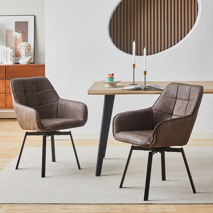 Draaibare Eetkamerstoelen – Armstoel – Stoel Met Armleuningen – Eetstoel – Loungestoel – Set Van 2 – Kunstleer Bekleding – 360° Draaibaar Met Memory Foam Zitting