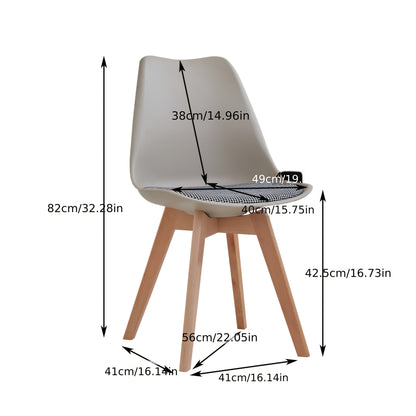 EGOONM Set of 4/6 Scandinavian Dining Chairs - Modern Nordic Style Kitchen Chairs with PP Seat, Linen Cushion & Beechwood Legs, Brown, Armless Design for Comfortable Dining, Dining Room Furniture, Minimalist Chair Design, Dur
