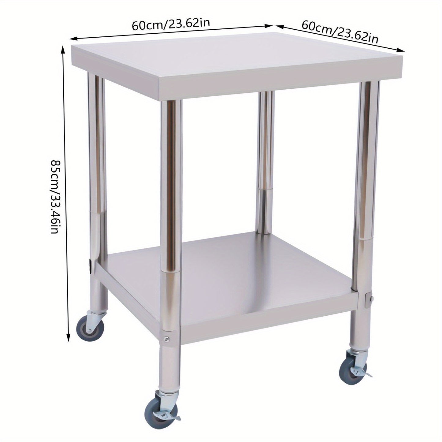 Werktafel – Werkbank – RVS Tafel – Keukentafel – Opbergbank – 60x60 cm – Roestvrij Staal – Draagvermogen 300 kg