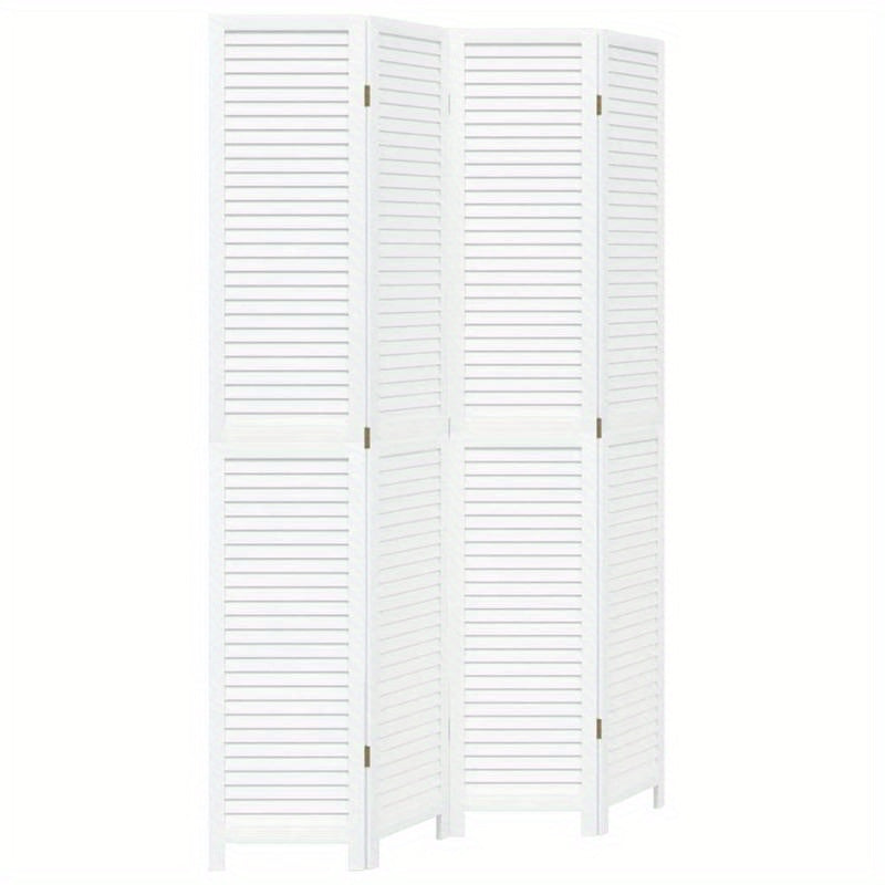 Kamerscherm Met 4 Panelen Massief Paulowniahout Wit