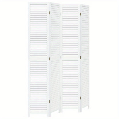 Kamerscherm Met 4 Panelen Massief Paulowniahout Wit