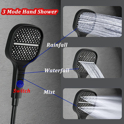 Douchekop – Handdouche – Regendouche – Digitale Douche – Doucheset – 5 Waterstraalstanden – Hydroelectrische Stroomvoorziening – Koper – Ambient Verlichting – Groot Display – Donkergrijs