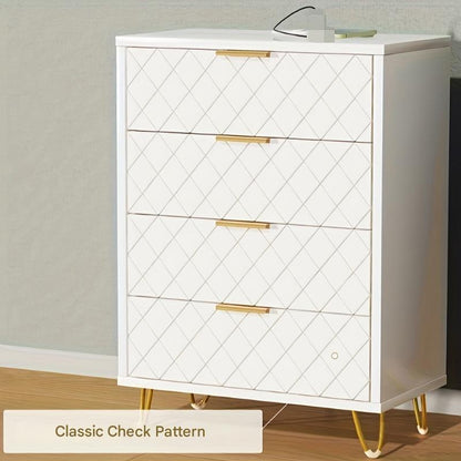 Opbergkast – Kast – Meubel – Ladekast – Opbergrek – Modern Wit Goud – Stevig PU Frame – Ruimtebesparend Design