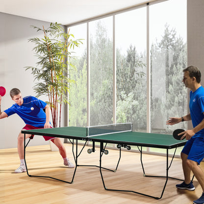 Tafeltennistafel – Pingpongtafel – Tafeltennisbord – Inklapbare Tafel – Speeltafel – Inklapbaar Design – 8 Wieltjes Voor Makkelijk Verplaatsen – 274x152,5x76 cm – Robuust IJzeren Frame – Inclusief Peddels En Ballen – Groen
