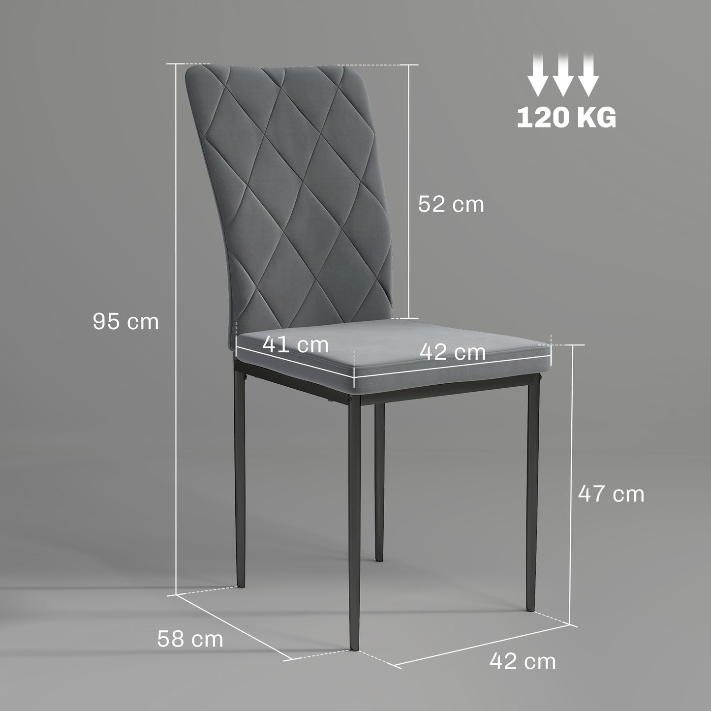 Eetkamerstoelen – Stoelen – Kuipstoelen – Dining Chairs – Velvet Stoelen – Set van 4 – Donkergrijs – Metalen Poot – Comfortabele Velvet Bekleding