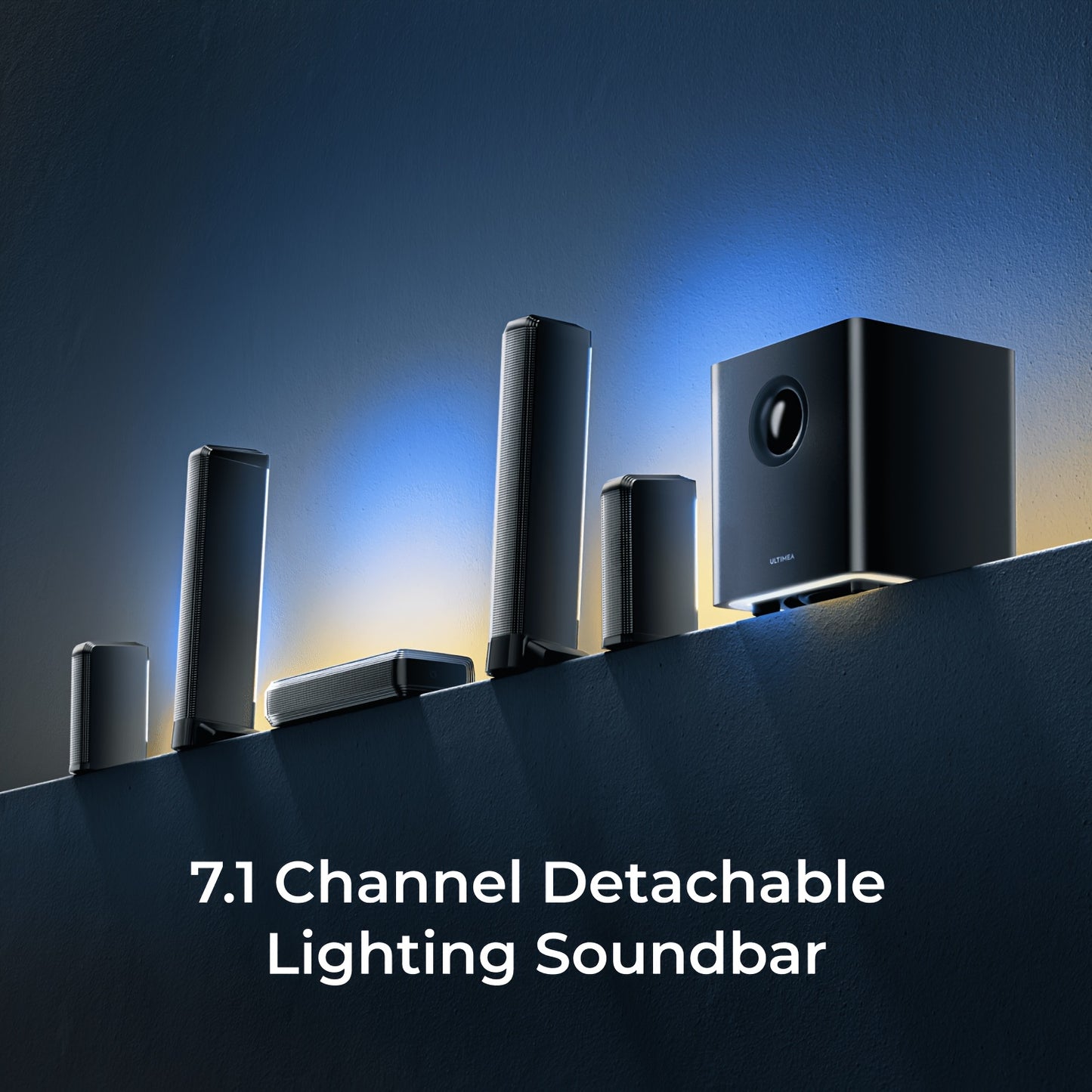 Soundbar – Home Cinema Geluidssysteem – Tv Luidspreker – Multimedia Speaker – Pc Audio – 7.1 Kanaals Surround – Draadloze Subwoofer – RGB Verlichting met App Bedienung