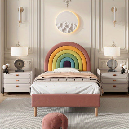 Roze Fluwelen Bed – Eenpersoonsbed – Stijlvol Bed – Slaapbank – Twijfelaarbed – Verstelbare Rugleuning – Lattenbodem – 90x200 cm – Houten Ondersteuning