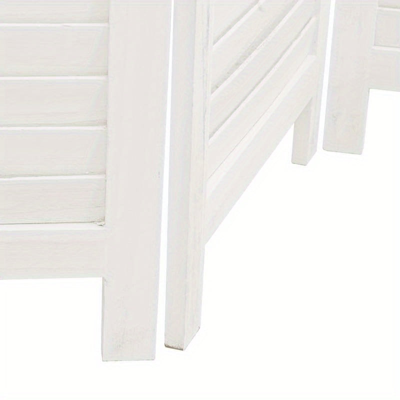 Room Divider with 3 Panels Made of Solid White Paulownia Wood
