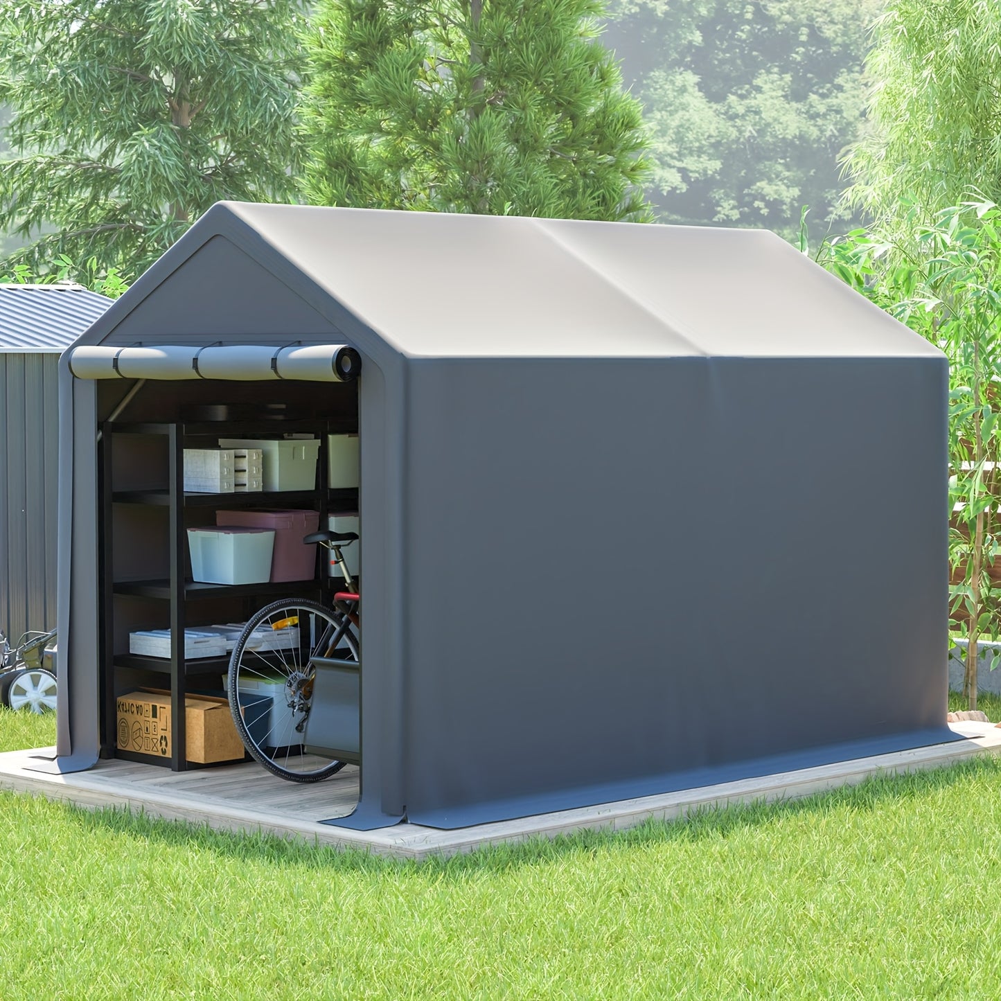 Buitenberging – Tuinberging – Opslagtent – Fietsenberging – Gereedschapsschuur – Extra Ruim 296x190x200 cm – Gegalvaniseerd Stalen Frame & UV- en Waterbestendig PE Dak