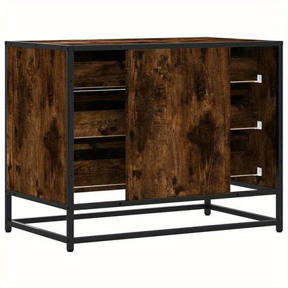 Easy Assembly Modern Dresser - Smoked Oak Finish, Sturdy Construction with Three Drawers, Compact Storage Cabinet for Living Room, Bedroom, Home Office - Engineered Wood Furniture (70x41x56cm), Wood Dresser for Bedroom, Minim