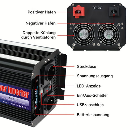 Power Inverter 12V naar 220V – Spanningsomvormer – Omvormer – Converter – Accu Omvormer – 4000W Continu Vermogen – Draadloze Afstandsbediening